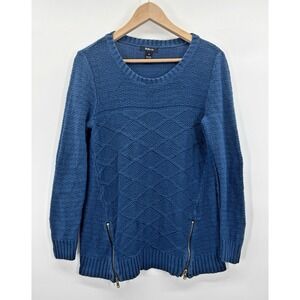 VTG Y2K Style & Co Womens Medium Lattice Knit Sweater Side Zip Retro Preppy 90s